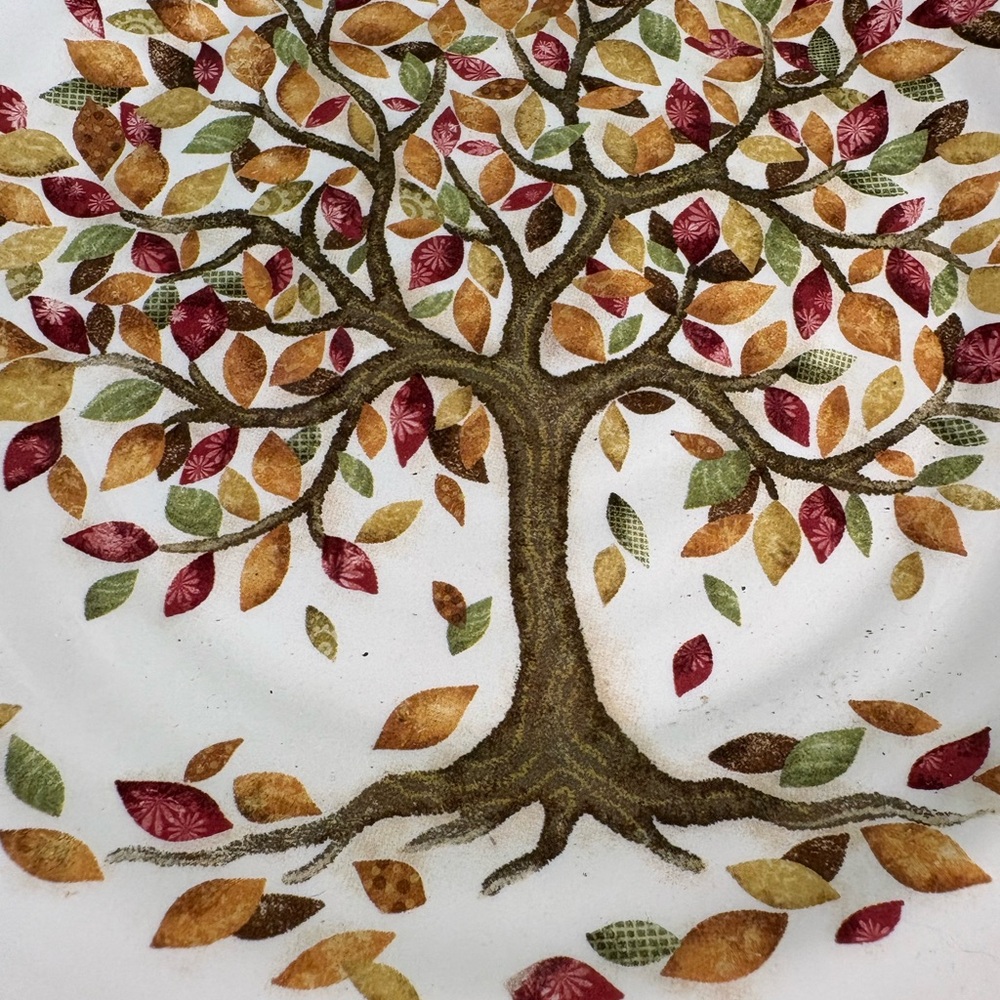Pier 1 Autumn Tree Design Plate - Red, Green, Brown - Picture 5 of 7